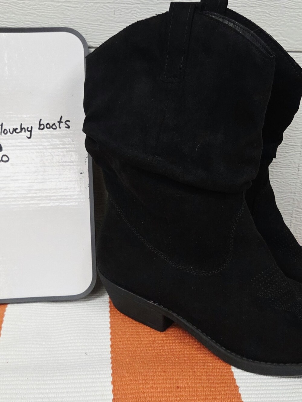 Style & Co 9 Black Suede Slouch Western Ankle Boots - Women - Picture 9 of 10